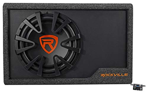 Rockville Rws12ca Slim 1200 Watt 12" Amplified Powered Car Subwoofer Enclosure ,Black