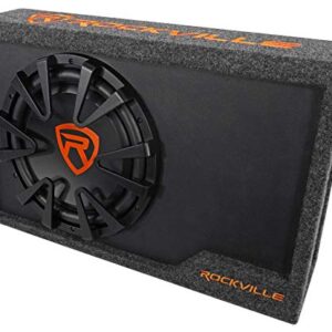 Rockville Rws12ca Slim 1200 Watt 12" Amplified Powered Car Subwoofer Enclosure ,Black