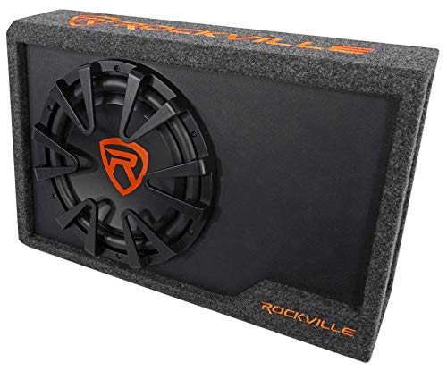 Rockville Rws12ca Slim 1200 Watt 12" Amplified Powered Car Subwoofer Enclosure ,Black