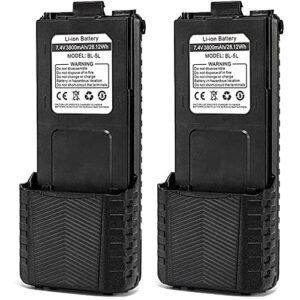 baofeng bl-5l 3800mah extended battery compatible with uv-5r bf-f8hp uv-5rtp uv-5r+plus gt-5r uv-5x uv-5g, 2 pack, black