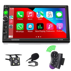 double din car stereo apple carplay and android auto, 7-inch hd touchscreen car stereo with backup camera, bluetooth car radio support mirror link,fm/hands free call/usb/tf/aux/steering wheel control