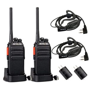 retevis h-777s walkie-talkies long range,rechargeable two way radio,2 way radio with earpieces,vox long antenna crisp voice for adults gift hunting camping outdoor biking(2 pack)
