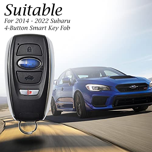 Vitodeco Leather Keyless Remote Smart Key Fob Case Cover with a Key Chain Compatible for Subaru Forester, Impreza, Outback, WRX, BRZ, XV Crosstrek, Ascent 2014 - 2023 (4-Button, Black/Red)