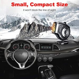 Mini Car Heater, 12V 150W Car Fan Defroster, Auto Heating/Cooling Fan with Rotating Base Fairing Securing Clip，Plug in Cigarette Lighter (Black)