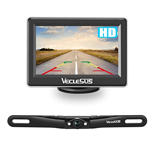 VECLESUS VM1 1080P Wired Car Backup Camera Kit, Continuous or Reverse Viewing Optional, 4.3” Car Monitor with Waterproof Night Vision HD Backup Camera for Cars, Pickups, SUVs, Vans, Sedans, Trucks