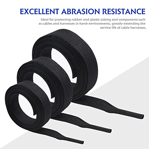 1/2" 5FT Heat Shrink Braided Tubing, Flexible Shrinkable Fabric Sleeve, Tear-Resistant for Protection Automotive Cable Marine Mechanical Wires Abrasion