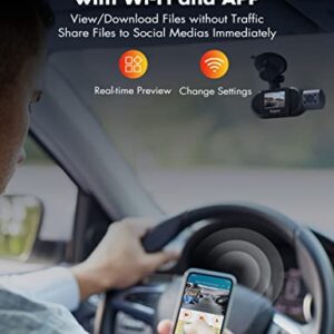 Supwi Dual Dash Cam with GPS and Wi-Fi, 1440P Front and Inside Discreet Car Camera for Uber with Infrared Night Vision, Super Capacitor, Dual Sony Sensors, Parking Monitoring