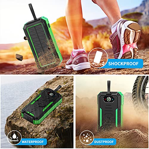 Solar Charger Solar Power Bank, Portable Charger 40000mAh PD22.5 Wireless Charging, Solar battery QC4.0 Fast Carging,6 Output & 2 Input External Battery, Dual Flashlight IP54 Waterproof Outdoor