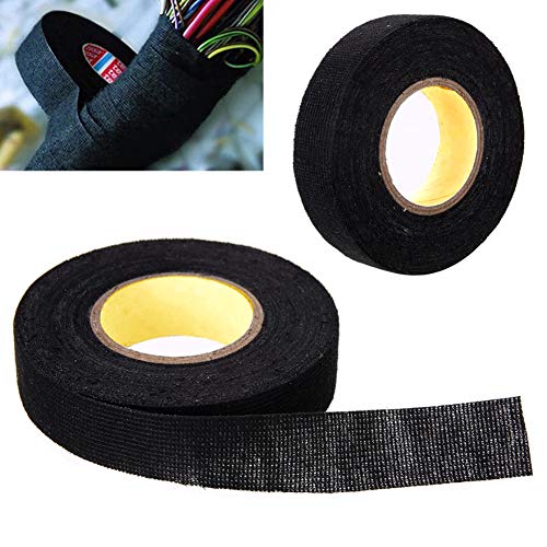 Wiring Harness Cloth Tape,MoreChioce Car Waterproof Tape Noise Reduction Car Wiring Harness Tape Electrical Insulation Tape Heat-Resistant Adhesive for Car Motorcycle 25m x 3cm,Black