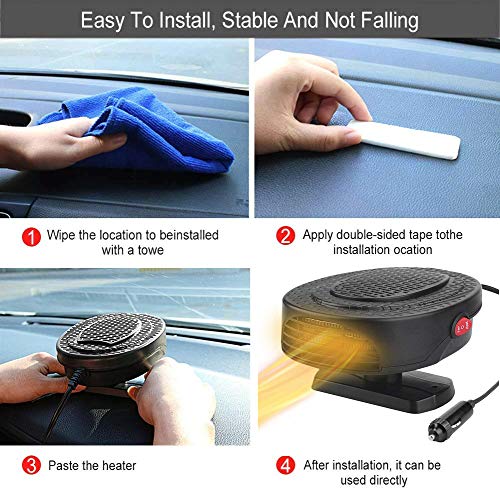 Car Heater Defroster,Portable Car Windshield Heater Fan Defogger 30S Fast Heating,12V150W Cigarette Lighter 2 in 1 Heating/Cooling Micro Car Heater, Low Consumption No Noise