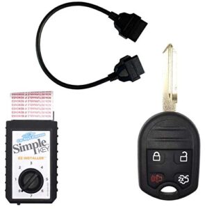 simple key programmer bundle with key(s) & cable – designed for ford, lincoln, mercury, mazda vehicles: program key yourself (1 key, 4 button key: trunk release, lock, unlock, panic)
