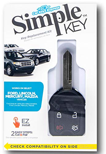 Simple Key Programmer Bundle with Key(s) & Cable - Designed for Ford, Lincoln, Mercury, Mazda Vehicles: Program Key Yourself (1 Key, 4 Button Key: Trunk Release, Lock, Unlock, Panic)