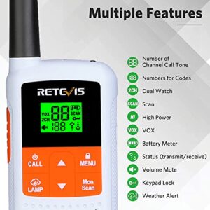 Retevis RT49B Walkie Talkies for Cruise, Two Way Long Range Radios, NOAA White Walkie Talkies 4 Pack, USB Rechargeable 2 Way Radio for Family Camping Hiking Hunting