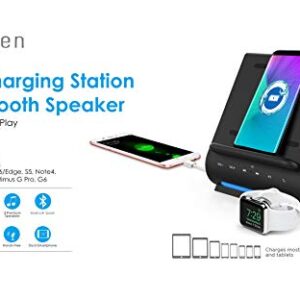 Dockall Fast Wireless Charger Bluetooth Speakers 4 in 1 Docking Station Charge 3 Devices for iPhone 14 13 12 11 X Samsung Galaxy S22 S21 S20 S10 S9