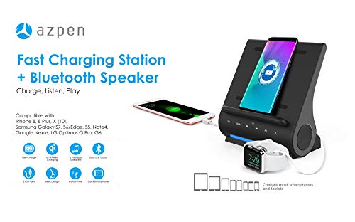 Dockall Fast Wireless Charger Bluetooth Speakers 4 in 1 Docking Station Charge 3 Devices for iPhone 14 13 12 11 X Samsung Galaxy S22 S21 S20 S10 S9