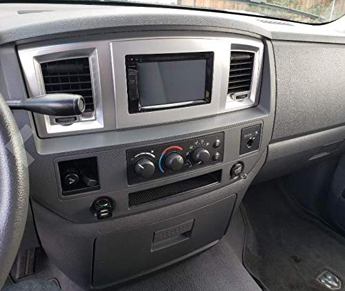 Silver Double Din Dash Kit Compatible with Dodge Ram 2006-2010 Truck Car Stereo Radio Install Kit