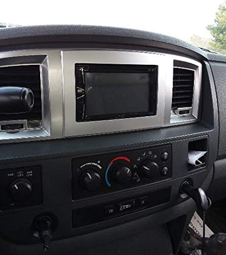 Silver Double Din Dash Kit Compatible with Dodge Ram 2006-2010 Truck Car Stereo Radio Install Kit