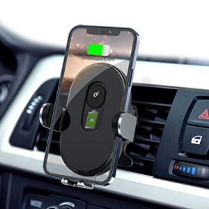 forestdash wireless car charger, 15w qi fast car phone holder mount wireless charging, auto-clamping phone mount car air vent stand for 13 12 11 xr se, galaxy s10/s22/s20+, lg, etc