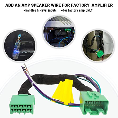 RED WOLF Add AMP Amplifier Subwoofer T Harness Wiring Speaker Connector Adapter Plug Compatible with 2014-2021 Chevy GMC Silverado Sierra Yukon Add an Amp Sub System to Factory Radio