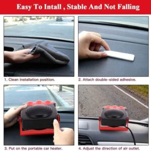 Portable Car Heater New Upgrade 2 in 1 Cooler & Heater Fan Vehicle Electronic Air Heater 12V 150W Car Windshield Heater Defogger Demister Defroster Plug Into Cigarette Lighter Car Windscreen Fan