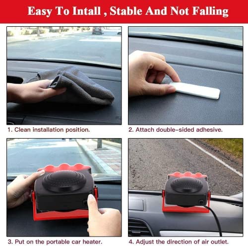 Portable Car Heater New Upgrade 2 in 1 Cooler & Heater Fan Vehicle Electronic Air Heater 12V 150W Car Windshield Heater Defogger Demister Defroster Plug Into Cigarette Lighter Car Windscreen Fan