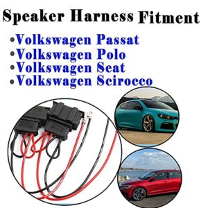 4 Pack Speaker Wire Harness Adapter Replacement for Volkswagen Speaker Harness VW Jetta GLI GTI Beetle Golf Passat Polo Car Speaker Connector Harness Adapter