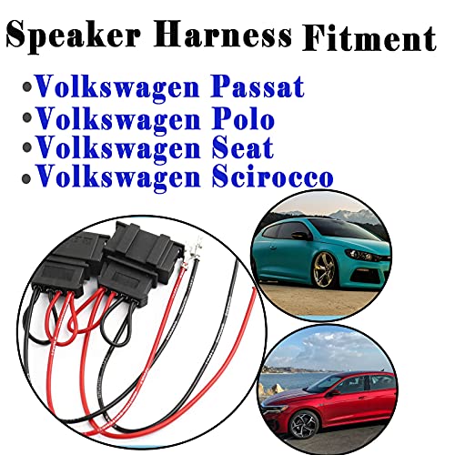 4 Pack Speaker Wire Harness Adapter Replacement for Volkswagen Speaker Harness VW Jetta GLI GTI Beetle Golf Passat Polo Car Speaker Connector Harness Adapter