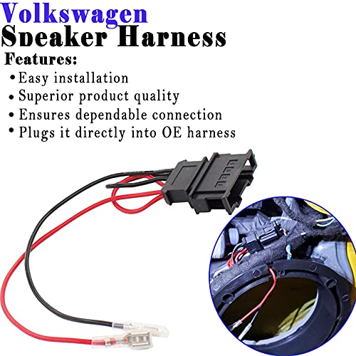 4 Pack Speaker Wire Harness Adapter Replacement for Volkswagen Speaker Harness VW Jetta GLI GTI Beetle Golf Passat Polo Car Speaker Connector Harness Adapter