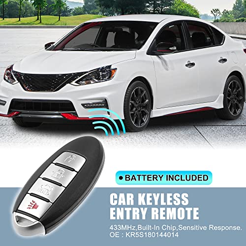 X AUTOHAUX 433MHz KR5S180144014 Replacement Smart Proximity Insert Keyless Entry Remote Key Fob for Nissan Altima Maxima 2013 2014 2015 4 Buttons 47Chip 7812D-S180014