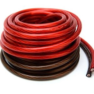 4 Gauge 25' BLACK and 25' RED Car Audio Power Ground Wire Cable 50' ft Total