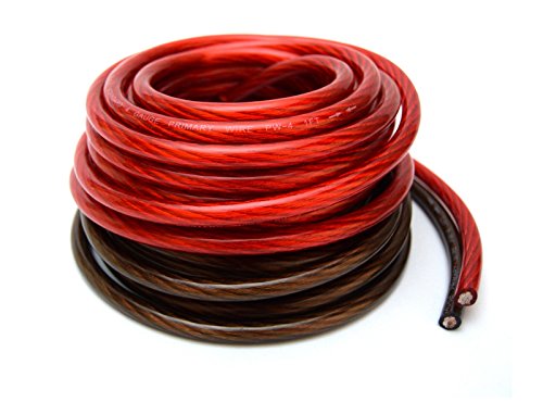 4 Gauge 25' BLACK and 25' RED Car Audio Power Ground Wire Cable 50' ft Total