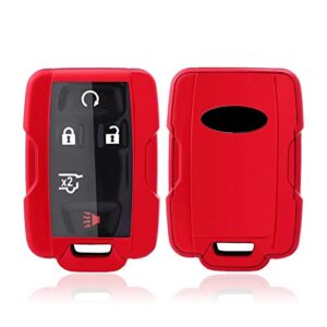 dohon car key fob cover for gmc sierra yukon cadillac chevrolet silverado colorado keyless remote case, 1pc, red