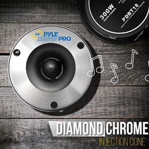 Pyle 3.75'' Titanium Horn Tweeter (Pair) - Aluminum Bullet Diamond Chrome Cutting Finish w/ 300 Watt Peak 20 oz Magnet Structure 2kHz - 25kHz Frequency Response 4 Ohm & 1" Kapton Voice Coil PDBT18
