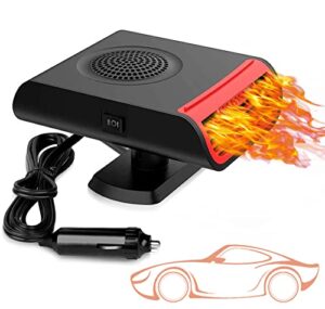 car heater, portable automobile heater 12v fast heating/cooling defrost and defogger, electronic vehicle heater that plug into cigarette lighter, handheld windscreen fan 2 in 1 demister for all car