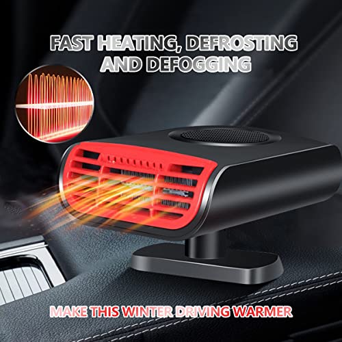 Car Heater, Portable Automobile Heater 12V Fast Heating/Cooling Defrost and Defogger, Electronic Vehicle Heater That Plug into Cigarette Lighter, Handheld Windscreen Fan 2 in 1 Demister for All Car