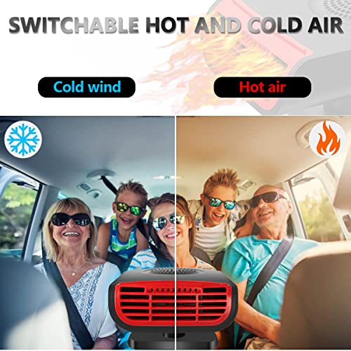 Car Heater, Portable Automobile Heater 12V Fast Heating/Cooling Defrost and Defogger, Electronic Vehicle Heater That Plug into Cigarette Lighter, Handheld Windscreen Fan 2 in 1 Demister for All Car
