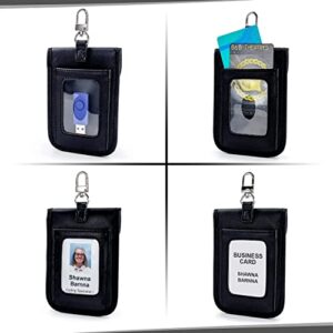 SAFALA Faraday Bags for Key Fob - 2 Pack PU Leather KeyFob RFID Signal Blocking Bag Faraday Cage Protector Anti-Theft Pouch with ID Card Holder