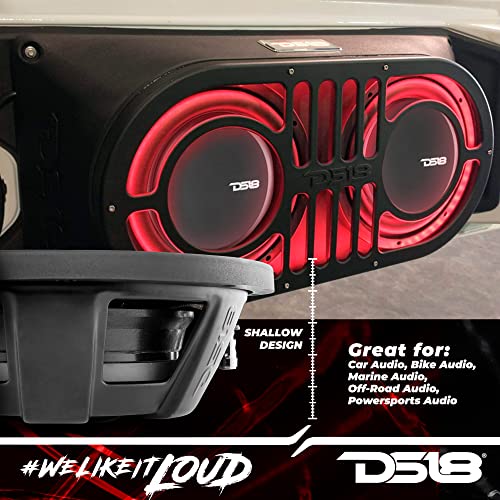 DS18 PSW10.4D 10" Shallow Mount Subwoofer 1000 Watts Max Power 500 Watts RMS Dual Voice Coil 4+4 OHMS Water Resistant - Best Sub for Tight Spaces in Car & Trucks - 1 Speaker