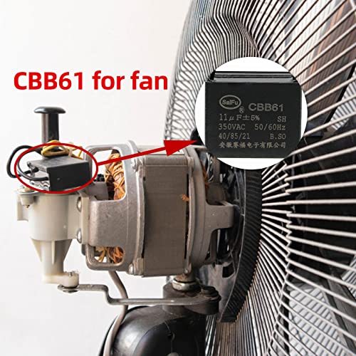 AKZYTUE CBB61 Capacitor 11uf 350V AC Ceiling Fan 2 Wire 50/60Hz for Starting Electric Fan Generator Pump Motor