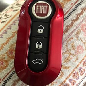 iJDMTOY (1) Exact Fit Gloss Metallic Red Smart Remote Key Fob Shell Compatible With FIAT 500 500L 500X Abarth 3-Button Folding Blade Key