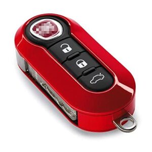 iJDMTOY (1) Exact Fit Gloss Metallic Red Smart Remote Key Fob Shell Compatible With FIAT 500 500L 500X Abarth 3-Button Folding Blade Key