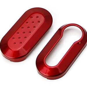 iJDMTOY (1) Exact Fit Gloss Metallic Red Smart Remote Key Fob Shell Compatible With FIAT 500 500L 500X Abarth 3-Button Folding Blade Key