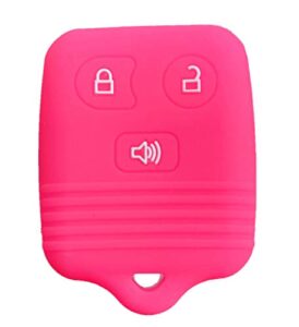 rpkey silicone keyless entry remote control key fob cover case protector replacement fit for ford lincoln mercury mazda cwtwb1u331 gq43vt11t cwtwb1u345 8l3z15k601b 8l-3z-15k-601b(rose red)