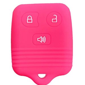 Rpkey Silicone Keyless Entry Remote Control Key Fob Cover Case protector Replacement Fit For Ford Lincoln Mercury Mazda CWTWB1U331 GQ43VT11T CWTWB1U345 8L3Z15K601B 8L-3Z-15K-601B(Rose red)