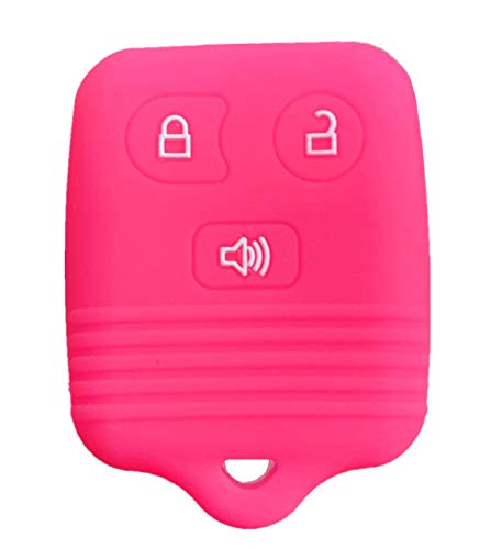 Rpkey Silicone Keyless Entry Remote Control Key Fob Cover Case protector Replacement Fit For Ford Lincoln Mercury Mazda CWTWB1U331 GQ43VT11T CWTWB1U345 8L3Z15K601B 8L-3Z-15K-601B(Rose red)