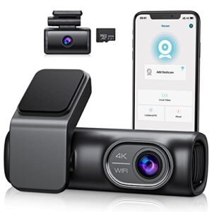 sarmert dash cam front and rear with 64gb sd card, 4k car dashcam+1080p backup camera built-in 5g wifi gps, small dual dash camera for cars with wdr night vision, 170° wide angle, 24h parking mode