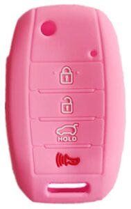 smart key fob cover case protector keyless remote holder for 2019 2020 2021 kia sportage rio forte optima carens （not fit smart key fob） light pink