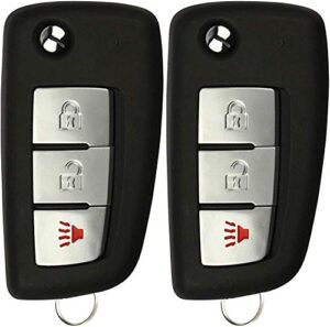 keylessoption keyless remote uncut flip key fob for nissan frontier murano titan versa xterra infiniti (diy program included) pack of 2