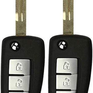 KeylessOption Keyless Remote Uncut Flip Key Fob for Nissan Frontier Murano Titan Versa Xterra Infiniti (DIY Program Included) Pack of 2