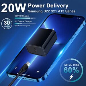 Fast Charger for Google Pixel 7 6 Pro 6a 5a 5 XL 4a 4 3a 3,Samsung Galaxy A54 A14 A03s A53 5G S23 S22 Ultra S21 S20 A13 A32 A52,20W Wall Charger Adapter,30W Rapid PD Car Plug,6ft USB C Charging Cable